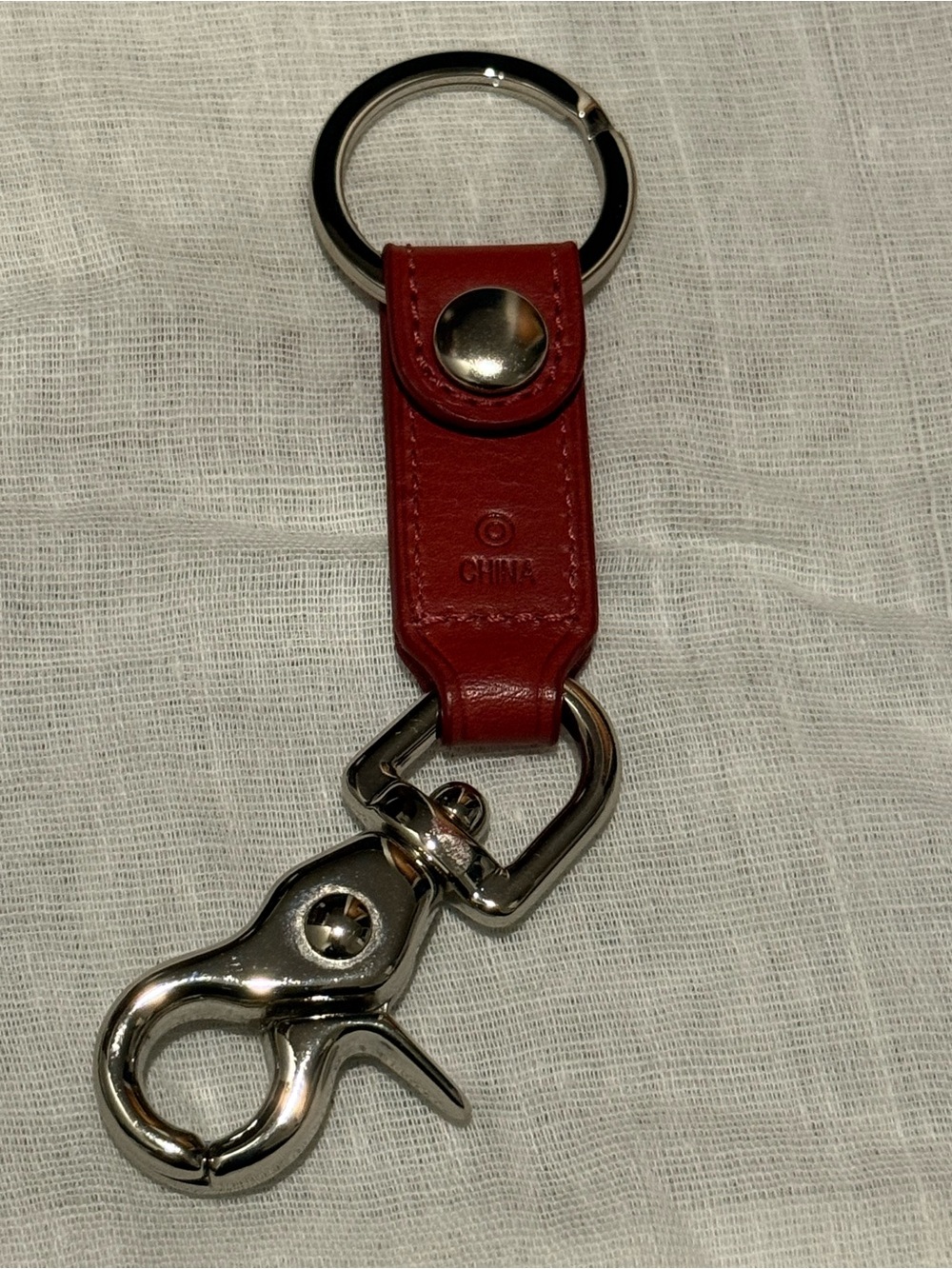 Coach Red Leather Key Ring with Silver Hardware - Picture 2 of 2